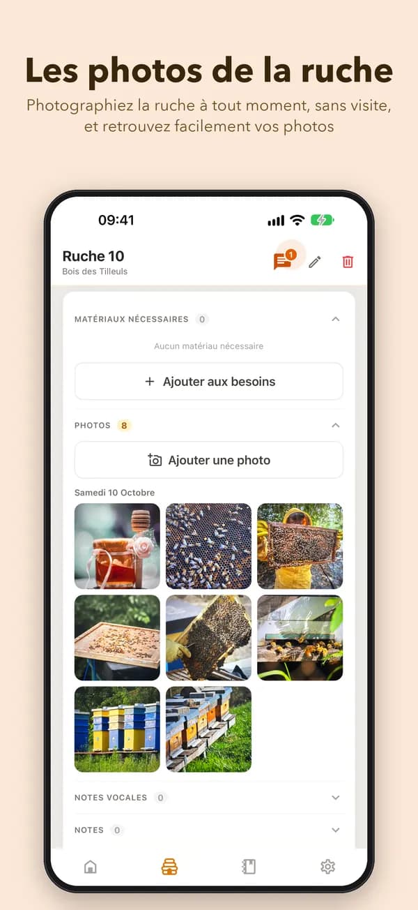 Les photos de la ruche. Photographiez la ruche à tout moment, sans visite, et retrouvez facilement vos photos