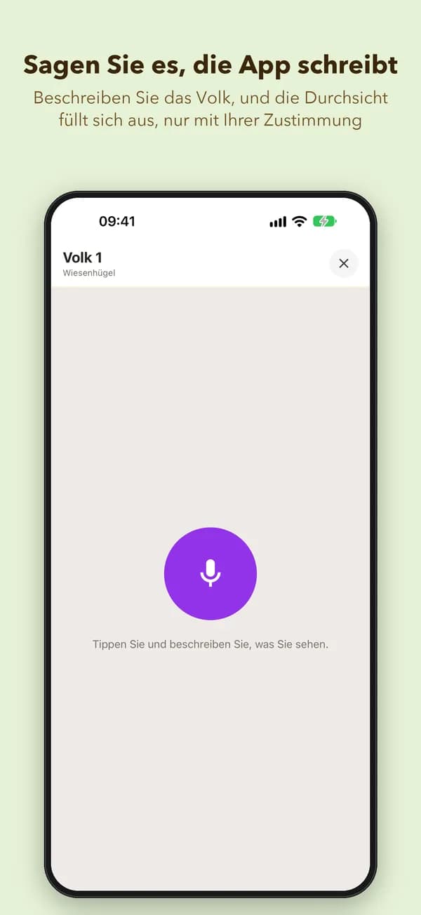 Sagen Sie es, die App schreibt. Beschreiben Sie das Volk, und die Durchsicht füllt sich aus, nur mit Ihrer Zustimmung