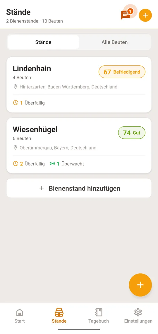 Öffnen Sie „Stände“ und tippen Sie auf den ersten Stand