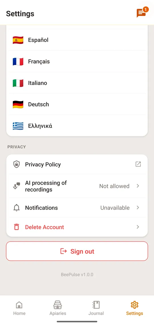 Open “Settings” and, under Privacy, tap “Delete Account”, in red